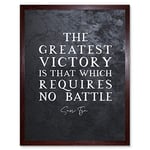 Artery8 Slate Inspiring Quote Sun Tzu Greatest Victory No Battle Art Print Framed Poster Wall Decor 12x16 inch