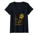 Womens Rembrandt, The Archangel Raphael Leaving Tobias' Family V-Neck T-Shirt