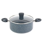 Russell Hobbs Stockpot Non-Stick Pan 24cm Induction Nightfall Stone Blue Marble