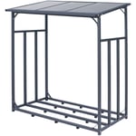 Abri de Bois de Chauffage, Étagère Rangement Extérieur Métal, Anthracite, xl 143x70x145 cm, Abri á Bois de Cheminée 1,2 m³, Support Stable de