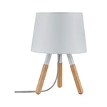 Paulmann 79646 Neordic Berit Lampe de table, max. 1x20W, E27, Blanc/Bois, 230V, Tissu/Métal/Bois