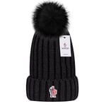 Den nya mångsidiga vinterhatten i ull varm ullhatt stickad hatt i ullboll svart svart@@ svart-WELLNGS svart black moncler Small label