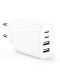 Chargeur USB C 40W, 4-Port Prise USBC Adaptateur [MFi Certifié] Charge Rapide for iPhone 15 14 13 12 11 Pro Max SE 2020 XS XR X 8 7 6, Samsung Galaxy, Mural Type C Secteur Alimentation