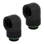 Corsair Hydro X XF Black G1/4 Inch 90 Degree Rotary Adapter Fitting - Twin Pack