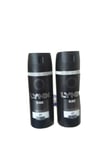 2x Lynx Black Deodorant Body Spray All Day Fresh 150ml