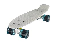 Ridge Glow In The Dark Retro Mini cruiser Skateboard complet avec ABEC-7 roulements Blanc/Bleu Clair - 56 cm