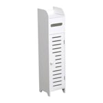 Meuble Réserve et Dérouleur de Papier WC en Bois Blanc - TENDANCE - 18x18xH80cm - 1 étagère - 1 porte