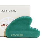 Rena Chris Gua Sha Facial Tools, Natural Jade Gua Sha Stone, Guasha Tool Face for Jawline Sculpting and Puffiness Reducing, Gua Sha Massage Tool, Skin Care Gift (Green)