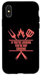 iPhone X/XS Funny Cooking BBQ Grilling Mom Dad in Living Coral color Case