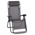 Metal Frame Zero Gravity Lounger with Head Pillow for Patio Decking