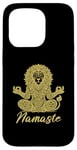 Coque pour iPhone 15 Pro Namaste Lion avec mandala amusant pour le yoga et la méditation