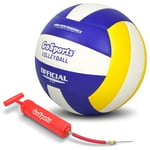 GoSports Ballon de Volleyball d'intérieur en Cuir synthétique avec Pompe à Ballon Taille et Poids réglementaires