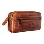 STILORD 'Neal' Pochette Porte Clef Cuir Vintage Étui Clés Mini Portefeuille Porte-Monnaie Petite Porte-Carte Étui Anti RFID en Boîte Cadeau, Couleur:Kara - Cognac