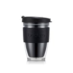 JOYCUP Mug à emporter double paroi, avec couvercle à vis, Noir, 0.3 l, plastique