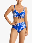 Sea Level Tie Front Bralette Bikini Top, Cobalt/White