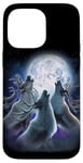 iPhone 14 Pro Max 3 Reindeers Howling At The Moon Funny Reindeer Deer Lover Case