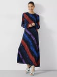 HUSH Theia Tie Dye Stripe Midaxi Dress, Multi