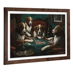 Big Box Art Framed Print of Cassius Marcellus Coolidge Dogs Playing Poker Design | Wall Art Picture| Home Decor for Kitchen, Living Room, Bedroom, Hallway, Walnut, A2 / 24.5x18 Inch / 62x45cm