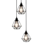 vidaXL loftlampe med diamantdesign 3 x E27-pærer sort