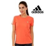 Adidas Essentials Womens Coral Pink 3 Stripe T-shirt Tee Top Free Tracked Post