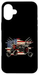 iPhone 16 Plus Farm Tractor USA Flag Patriotic Farming Farm Tractors Farmer Case