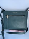 Radley Pickwick Dark Green Crossbody Bag Medium Top Zip Shoulder Leather