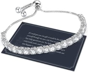 Bracelet for Women Sterling Silver Tennis Bracelet Crystal Slider Bracelet S925