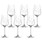 LEONARDO Boccio Lot de 6 verres à vin Riesling en cristal pour vins blancs légers - Avec gravure florale - Contenance : 470 ml - Passe au lave-vaisselle - Lot de 6 verres à vin blanc avec coupe