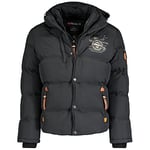 Geographical Norway Verveine Men Distribrands - Doudoune à Capuche Chaude pour Homme - Blouson Manches Longues - Manteau Hommes Chaud Hiver - Veste Activitées Plein Air (Noir XL)