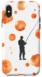 Coque pour iPhone X/XS Orange Aquarelle Polka Dots Fishing Pattern Art Print