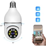 Lot de 2 caméras de sécurité WiFi sans fil, caméra de surveillance dôme hd Night Vision Light Socket Camera, connecteur panoramique Caméra sans fil à