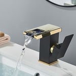 Robinet de Lavabo Cascade LED-robinet salle de bain noir et or-mitigeur lavabo dore-robinet vintage-en laiton