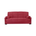 Clic clac 3 places MEGAN 14 - Tissu Soro rouge - Avec accoudoirs - Couchage 130x190 cm - L223 x P96 x H103 cm