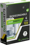 Brackit 6-Pack Biodegradable Large Plastic Dust Sheets for Decorating - 2.7m x 3.6m (12ftx 9ft) - 20 Micron - Embossed White Sheets for Painting - Waterproof Plastic Sheets for Painting & Covering