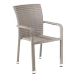 greemotion Chaise de jardin empilable Manila – Chaise avec accoudoir grise – Chaise en aluminium et résine tressée – Chaise empilable pour le jardin – Fauteuil extérieur design