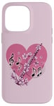 Coque pour iPhone 14 Pro Max J'aime la clarinette en cœur avec notes de clarinette