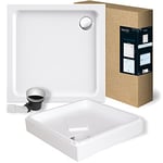 Aquasu Receveur de douche en acrylique, set ancrage, lavabo et vidage, douche, acrylique Coffre, 1 blanc, blanc, 83001 0