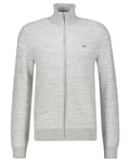 GANT Men's 2 Tone Left Fz Cardigan Sweater, Grey Melange, M