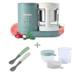 Babycook BEABA® Matberedare Eucalyptus med två glasportioner och babysked i ett set om