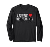 I ACTUALLY LOVE (HEART) WEST VIRGINIA – American Long Sleeve T-Shirt