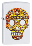 Zippo - Sugar Skull, Texture Print - White Matte - Essence Briquet Coupe-Vent, Rechargeable, dans Une boîte Cadeau de Haute qualité