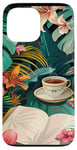 Coque pour iPhone 13 Pro Max White Pop Art Tropical Magic Book Floral Coffee Books