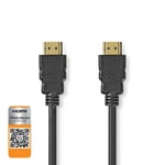 Nedis Premium High Speed ​​HDMI ™ kabel med Ethernet | HDMI™ Stik | HDMI™ Stik | 4K@60Hz | 18 Gbps | 2.00 m | Runde | PVC | Sort | Plastikpose