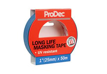 ProDec 1 inch x 50m Long Life Heat and UV Resistant Multi Surface Painters Masking Tape for Sharp Paint Lines for Indoor Painting and Decorating, Compatible with All Paints, 1" 25mm wide