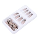 24pcs Leopard Print Faux Pearl False Nails Girls Full Cover Fake Nail Tip Ma LSO