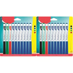 Maped - Boîte de 10 Feutres Effaçables à Sec Marker’Peps - Feutres pointes moyenne de 1,5mm - Coloris : Bleu x7, Noir x1, Rouge x1 et Vert x1 (Lot de 2)