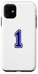 Coque pour iPhone 11 1 numéro universitaire bleu sport