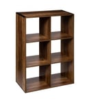 Meuble Etagère 6 cases de rangement coloris bois foncé style Industriel H 100.5 cm