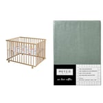 Schardt Parc Bébé Basic, 75 X 100 cm, Huilé Naturellement, Plastique Monster Naturel & Meyco 566022 Drap-housse en jersey pour matelas de parc Vert pierre 75 x 95 cm