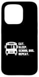 Coque pour iPhone 15 Pro Eat Sleep School Bus Repeat Proud Funny School Bus Driver